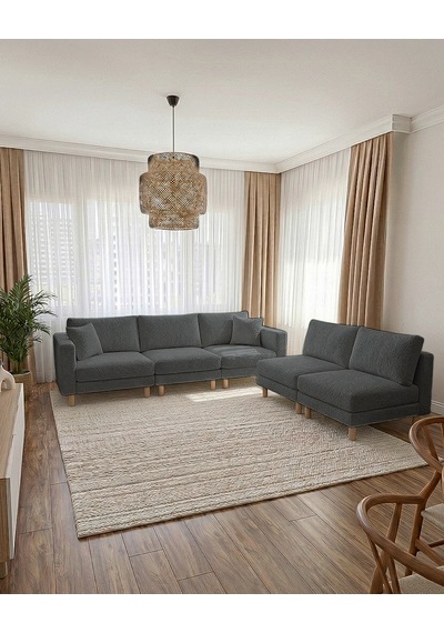 Armin Akıllı 5 Modül Köşe Koltuk Takımı & Modern Modüler Yataklı Köşe Takımı - Kadife Kumaş - Koyu Gri Armin Akıllı 5 Modül Köşe Koltuk Takımı & Modern Modüler Yataklı Köşe Takımı - Kadife Kumaş - Koyu Gri