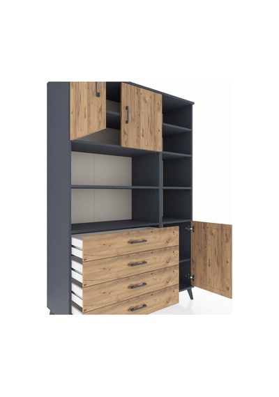 Hyperion Dolap 9 Raflı 4 Çekmeceli 3 Kapaklı 132x44x195 Antrasit-çam/çam Atlas Çam/atlas Çam Hyperion Dolap 9 Raflı 4 Çekmeceli 3 Kapaklı 132x44x195 Antrasit-çam/çam Atlas Çam/atlas Çam
