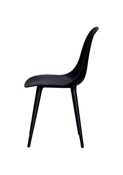 Vilinze Eames Siyah Ahşap Ayak Plastik Siyah Sandalye