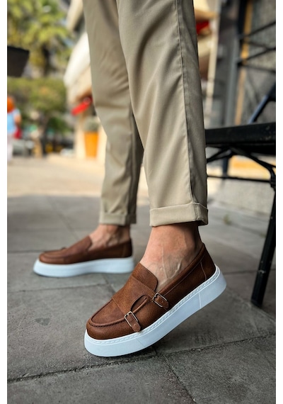 Roof Atelier Erkek Taba Kemer Tokalı Loafer Ayakkabı - 417 - Cbt Mancini Taba