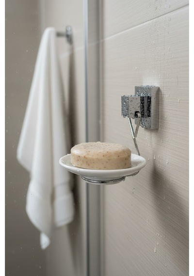 Tekno Tel Ef-266 Krom Cam Sabunluk Yapışkanlı/vidalı Deliksiz Metal Banyo Organizeri Krom
