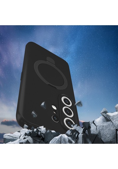 Maks Technology Tecno Camon 50 Pro Kılıf M-safe Şarj Özellikli Standlı Mkst Samara Kapak - Siyah