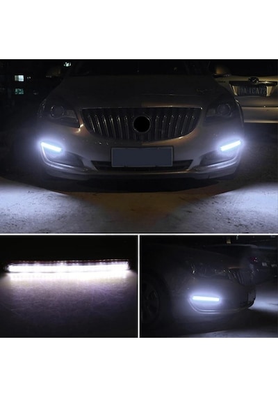 Selamlamalı Güçlü Işık Açılış Animasyonlu 12V Su Geçirmez Kayar Sinyalli Araba Gündüz Farı Drl Led Lamba Beyaz - Sarı 2 Adet 34.5 CM