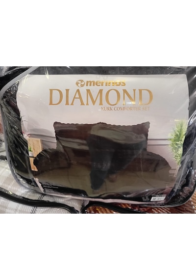 Merinos Diamond Kürk Bubble Desen Comforter Set, Çift Kişilik Yorgan Seti 220x240 Siyah