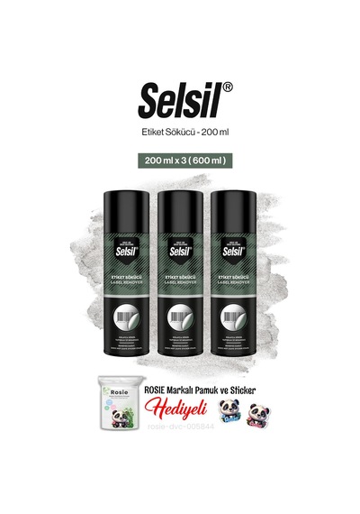 Selsil 3'lü Etiket Sökücü, 200 Ml Ve Rosie Pamuk