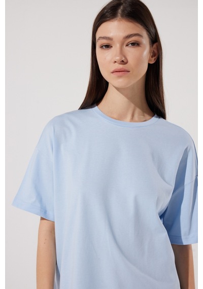 Lee Loose Fit Rahat Kesim %100 Pamuk Bisiklet Yaka Mavi Tişört L231308400 Mavi