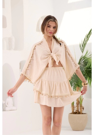Asprinfashion Deniz Kabuklu Aksesuar Takım Ekru