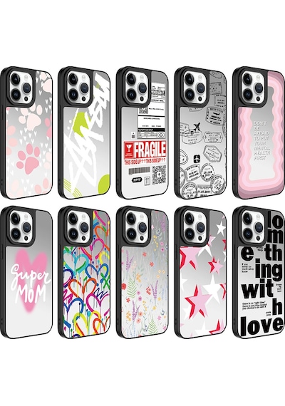 Apple Uyumlu iPhone 14 Pro Max Kılıf Aynalı Desenli Kamera Korumalı Parlak Zore Mirror Kapak Dallar