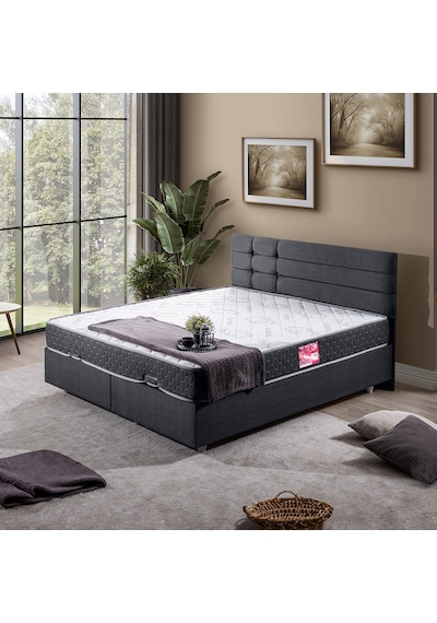 Viyana Çift Kişilik Baza Başlık Letto Yatak Seti - Antrasit 140 x 190