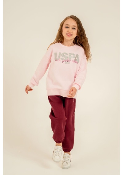 U.S. Polo Assn. Kız Çocuk Baskılı Pembe Uzun Kol Eşofman Takımı Us2711-c-v2 Us2711-c-v2