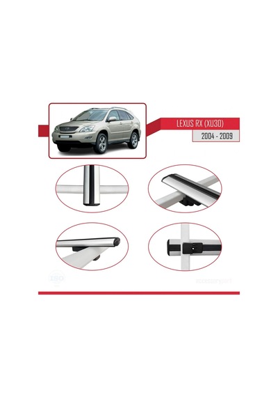 Lexus Rx Xu30 2004-2009 Arası İle Uyumlu Basic Model Ara Atkı Tavan Barı Gri 3 Adet