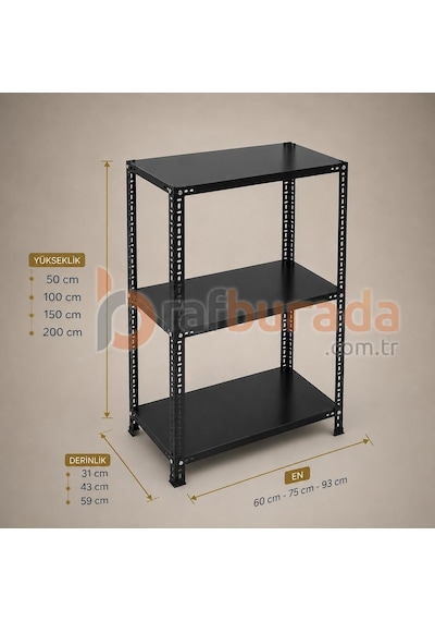 3 Katlı Renkli Dekoratif Çelik Raf - Çiçeklik Rafı, Ofis Rafı 0,70 Mm Turuncu-43x75 Cm-100 Cm
