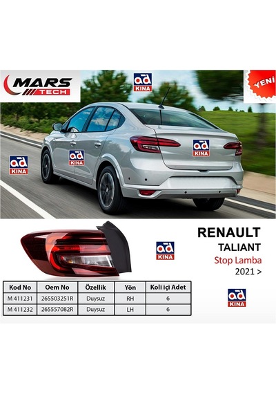 Mars M411231 Stop Sağ Renault Talıant 2021- Duysuz KNO-MARS-M411231