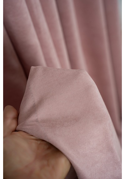 Kadife Dokulu Ada Fon Perde Salon Yatak Odası Pembe