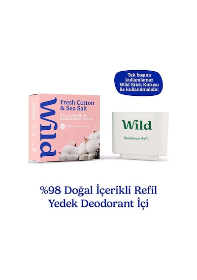 Wild Refill Yedek Stick Deodorant İçi %98 Doğal Formül - Fresh Cotton & Sea Salt 40 Gr