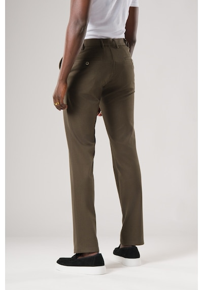 Ecer Slimfit Beli Yarım Lastikli Dokulu Likralı Yazlık Jogger Pantolon Yeşil
