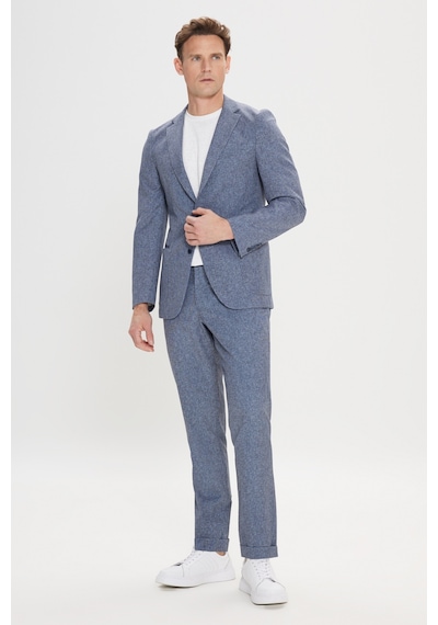 Ac&co Erkek Lacı Slim Fit Mono Yaka Beli Bağlamalı Desenli Takım Elbise