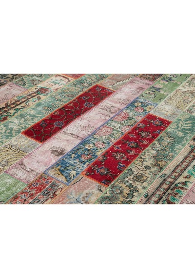 Bespoky Patchwork Modern Kırmızı Salon Halısı El Dokuma