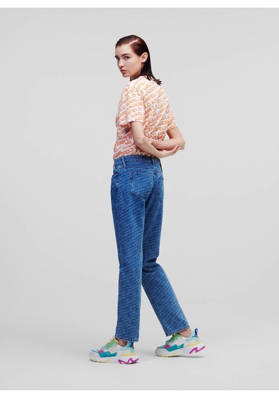 Karl Lagerfeld Yüksek Bel Düz Paça Kadın Denim Pantolon 231w1180 Mavi