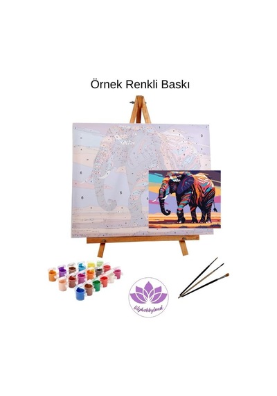 Renkli Baskılı Sayılarla Boyama Hobi Seti Çerçeveli 50x65 Cm: Asil Atlar