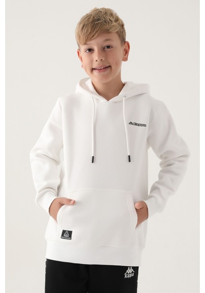 Kappa Krem Kanguru Cep Kapüşonlu Erkek Çocuk Sweatshirt