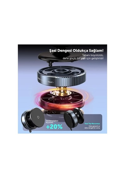 360 Dönebilen Vakumlu Magnetik Telefon Tutucu Ayna Cam Araba Siyah - 699413236 Siyah