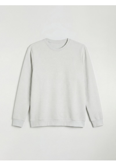 Lcw Eco Gri Bisiklet Yaka Uzun Kollu Dokulu Erkek Sweatshirt