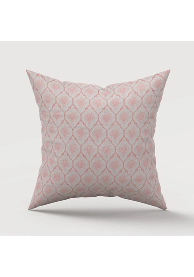 Melisa Damask Baskılı Duck Kumaş Krem/pembe 45 45 Cm - 500 45 x 45
