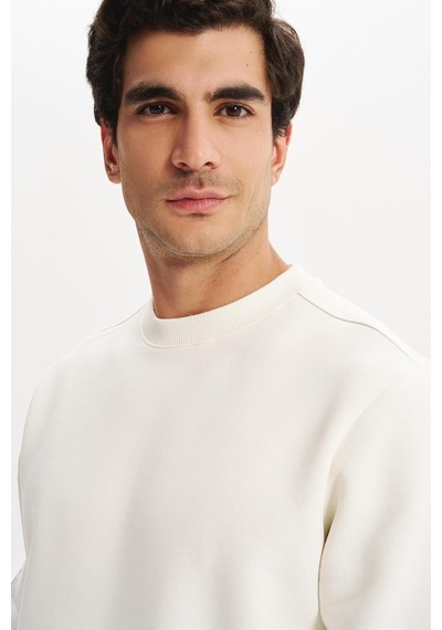 AR-MA Arma Erkek Regular Fit Basic 3 İplik Şardonlu Bisiklet Yaka Sweatshirt Pamuk Polyester Karışımlı K30124603302 Ekru