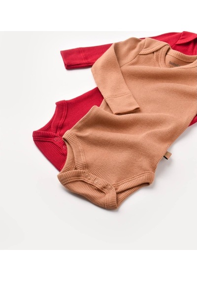 Rebebe Babycosy Modal 2 Li Uzun Kollu Bebek Badi - Bebek Body - Csym1131 (544737691) Kahverengi - Kırmızı