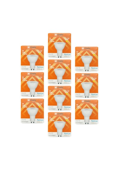 10 Adet Osaka 9w 70w Sarı Işık 3000k Gu10 Duylu Led Çanak Ampul