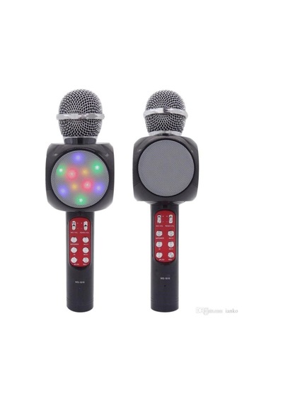 Ws-1816 Led Işıklı Karaoke Mikrofon, Bluetooth Hoparlör Mp3 Kırmızı