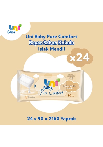 Uni Baby Pure Comfort Beyaz Sabun Kokulu Islak Mendil 24'lü