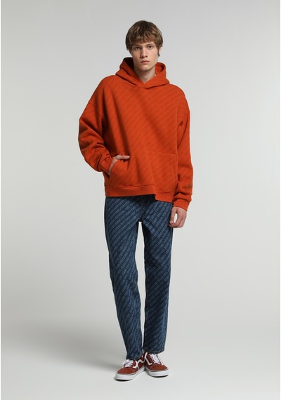 Colin's Colins Oversize Fit Kapüşonlu Baskılı Erkek Kahverengi Sweatshirt Cl1083414 Q1.v2 Cor Cinnamon