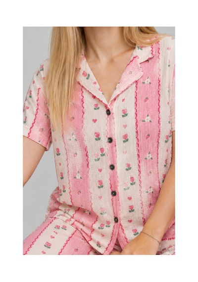Fit Women Kadın Kısa Kol Comfort Pembe Pijama Takımı 4738