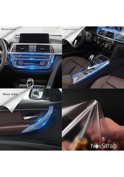Novstrap Bmw 320 F30 2013-2018 İle Uyumlu Trim Koruyucu Film Seti Tpu Şeffaf Araç İçi Ppf Kaplama