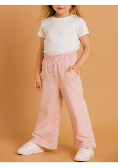 Kız Çocuk Geniş Paça Eşofman Altı-16150 Pembe