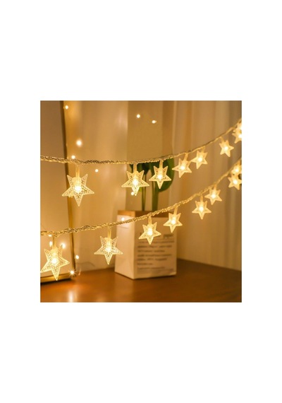 Dekoratif 5 Metre Fişli 20 Yıldızlı Yıldız Ip Led Işık - Star Led Yılbaşı Süsü