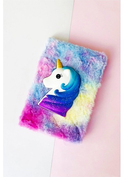 Renkli Gökkuşağı Unicorn Squishyli Peluş Defter