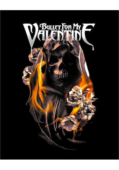 Zepplin Giyim Bullet For My Valentine Fire Skull Büyük Sırt Patch Yama Siyah