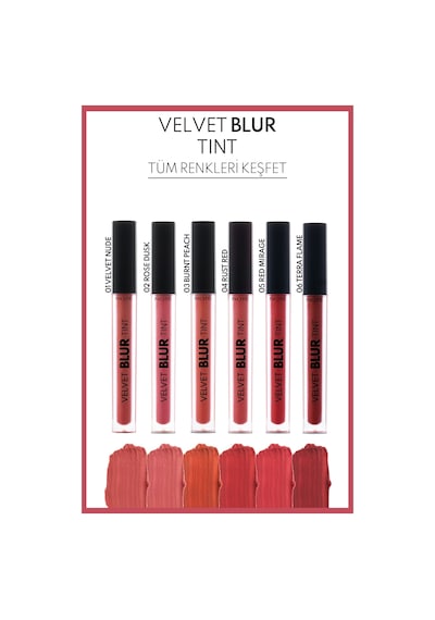 Note Cosmetics Velvet Blur Tint Kadife Bitişli Nemlendirici Mat Ruj - 06 Terra Flame - Kırmızı Note Cosmetics Velvet Blur Tint Kadife Bitişli Nemlendirici Mat Ruj - 06 Terra Flame - Kırmızı