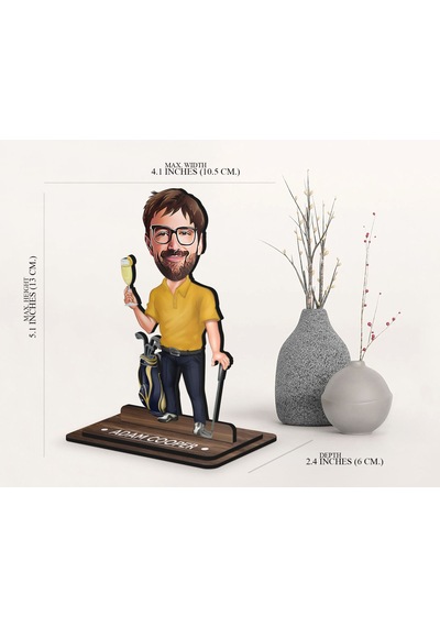 Bk Gift Kişiye Özel Golf Oyuncusu Karikatürlü Ahşap Biblo-4 , Arkadaşa Hediye , Sevgiliye Hediye, Kişiye Özel Biblolar
