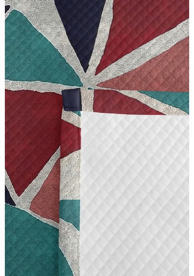 Geometrik Turkuaz Genç Odası Tek Kişilik Pike Takımı - Modern Bordo 160x220 Cm Kapitone Yatak Örtüsü Kırsal Halı Akışı