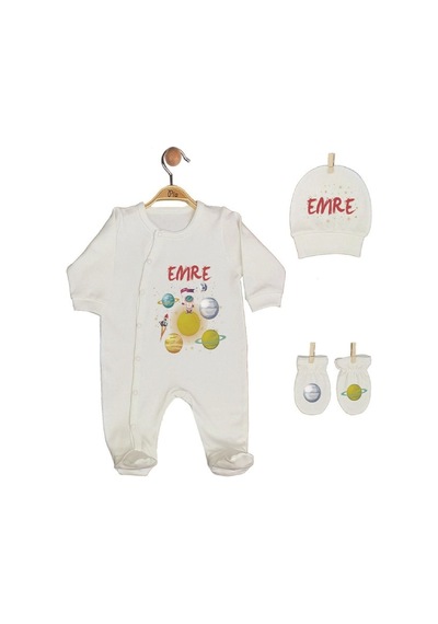 Pia Baby Gl 1922-02 İsme Özel Beşli Tulum Set Krem