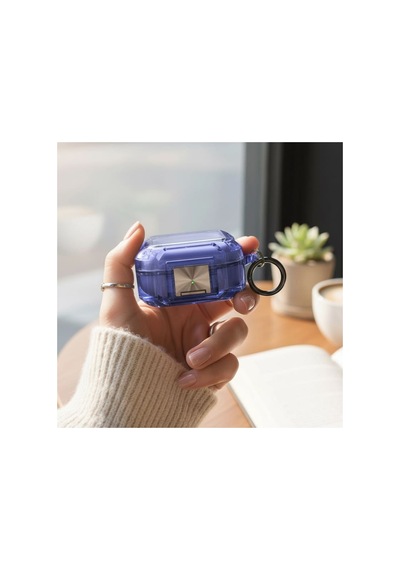 Caseonn Galaxy Buds 2 - Buds 2 Pro Kılıf Transparan Emniyet Kilitli Mavi