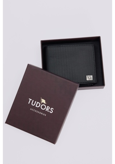 Tudors Siyah Dokulu Kart Para Bölmeli Erkek Cüzdan-52851