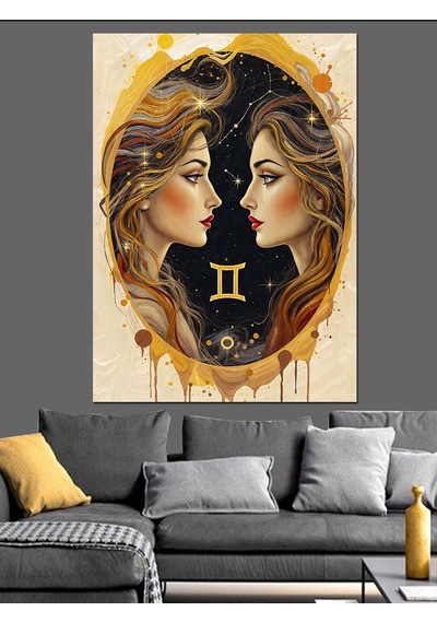Ahşap Tablo İkizler Burcu Kadın Sembolü