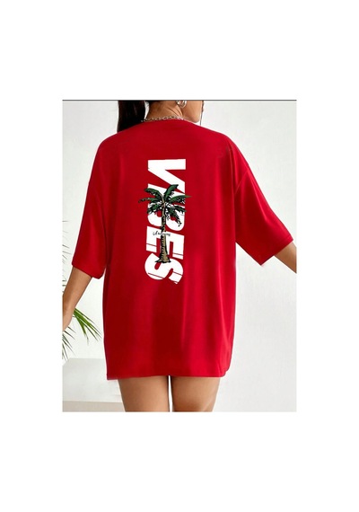 Medinenur Vibes Baskılı Unisex Tshirt Kırmızı