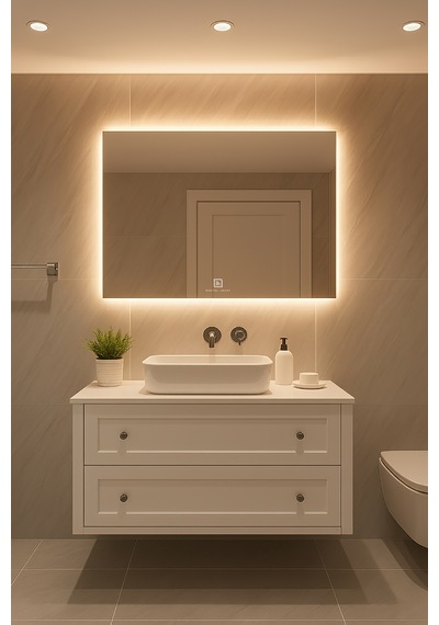 Digital Hayat Dokunmatik Dimlenebilir Gün Işığı Led Dikdörtgen Ayna Dekoratif Banyo Makyaj Aynası Yatay Ve Dikey Kullanım Naturel
