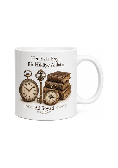Antika Eşya Gezenlere Bit Pazarı Ganimetleri Tarih Kokan Kupa Bardak Hediye Beyaz / Çok Renkli